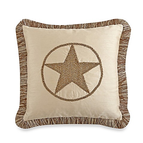 Texas Star 18-Inch Square Throw Pillow with Trim in Natural - Bed Bath & Beyond
