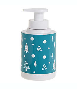 Dispensador de jabón de plástico Marmalade™ con diseño invernal color aqua/blanco