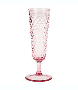 Copa flauta para champaña de plástico Bee & Willow™ con diseño texturizado color rosa