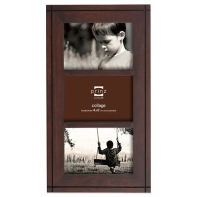 Prinz Dryden Dark Walnut Wood 3-Opening 4-Inch x 6-Inch Picture Frame ...