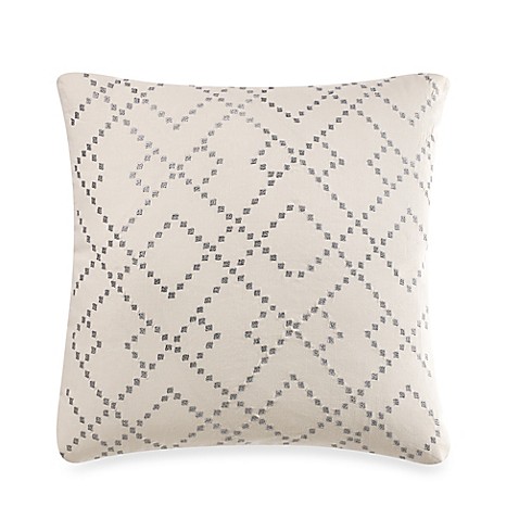 Linen Modern Geometric Square Throw Pillow in Silver - Bed Bath & Beyond