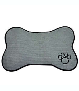 Tapete de poliéster para mascota con forma de hueso color gris