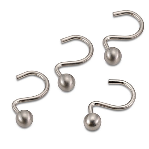 Curtains Ideas brushed nickel shower curtain hooks : Brushed Nickel Ball Shower Curtain Hooks (Set of 12) - Bed Bath ...