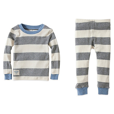 Burt's Bees Baby™ 2-Piece Organic Cotton Rugby Stripe Tee and Pant PJ Set in Blue - buybuyBaby.com