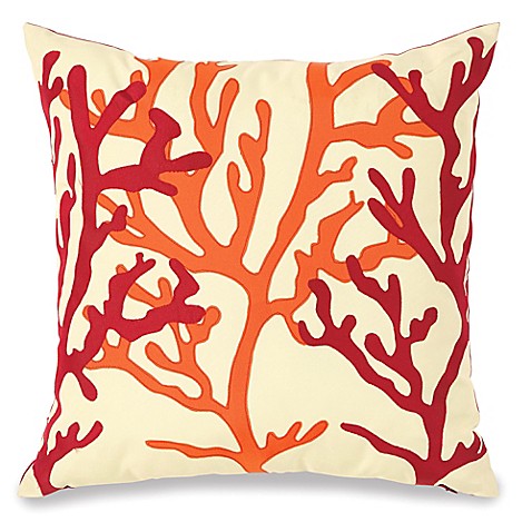 Embellished Fan Coral Outdoor Throw Pillow - Bed Bath & Beyond