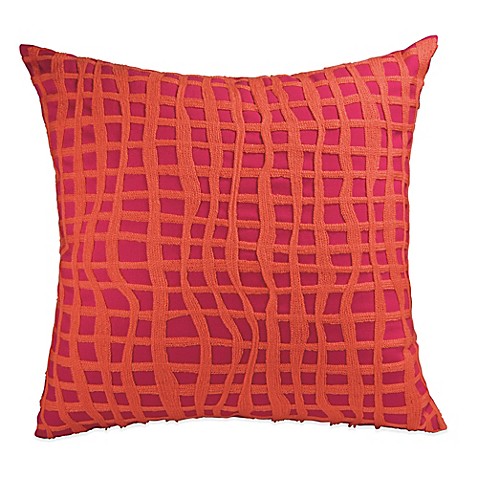 DKNY Colorblock Square Throw Pillow in Raspberry - Bed Bath & Beyond