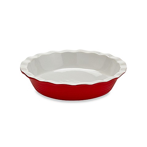 Home Essentials & Beyond 10.25-Inch Embossed Ring Pie Dish in Red - Bed ...