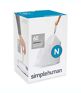 Bolsas ajustables de plástico para basura código N simplehuman® de 45-50 L, Paquete de 60 color blanco