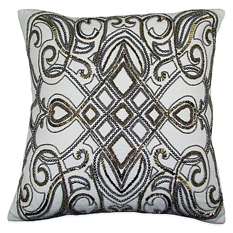 Buy Festivo Beaded Square Throw Pillow in Gold/Silver from Bed Bath & Beyond