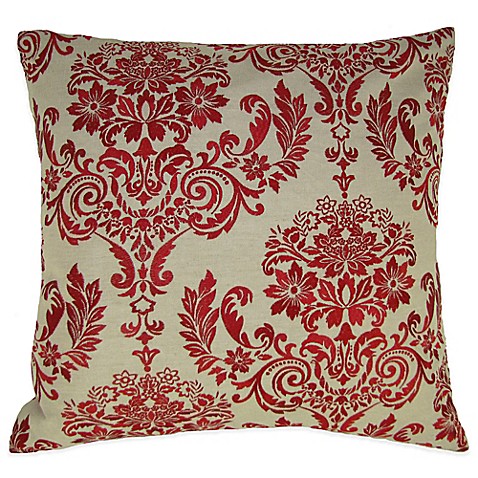 Buy French Damask Embroidered Square Throw Pillow in Red from Bed Bath & Beyond