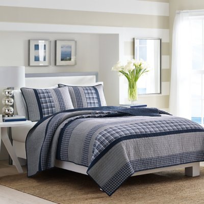 Nautica® Adelson Quilt Standard Pillow Sham in Navy - Bed Bath & Beyond