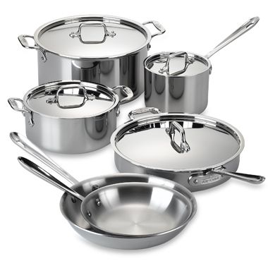 All-Clad Stainless Steel 10-Piece Cookware Set and Open Stock - Bed ...