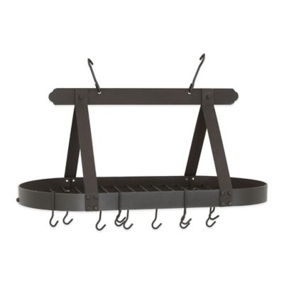 old dutch international ltd.oval hanging pot rack with grid 16 hook