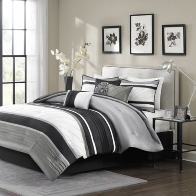 madison park genevieve blue 7 piece queen comforter set 90 in.x 90 in