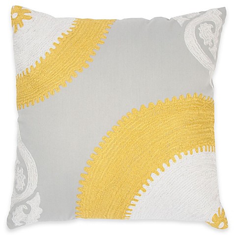 Buy Rizzy Home Embroidered Pattern Square Throw Pillow in Yellow/Grey from Bed Bath & Beyond