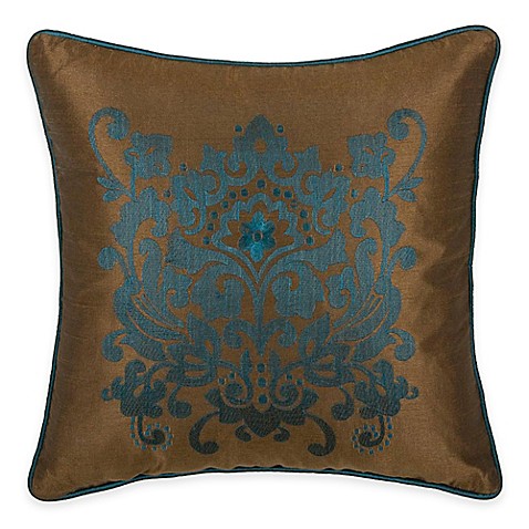 Buy Rizzy Home Embroidered Medallion Square Throw Pillow in Peacock Blue from Bed Bath & Beyond