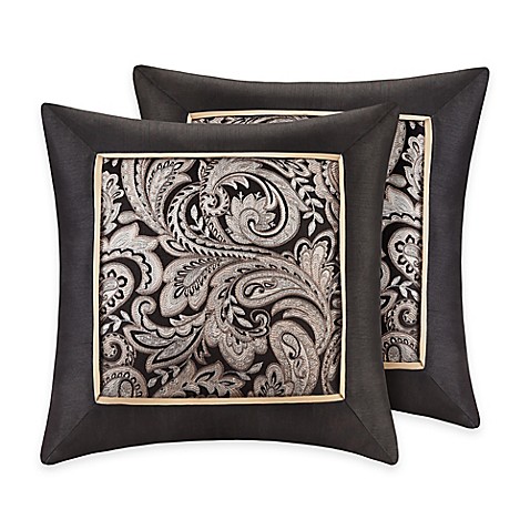 Buy Madison Park Aubrey Square Throw Pillows in Black (Set of 2) from Bed Bath & Beyond