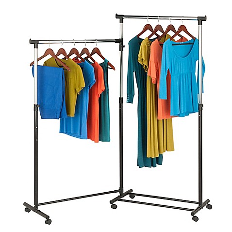 Honey Can Doreg 2 Way Rotating Garment Rack In Black Chrome