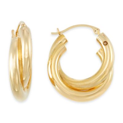 14K Yellow Gold Petite Double Twist Hoop Earrings - Bed Bath & Beyond