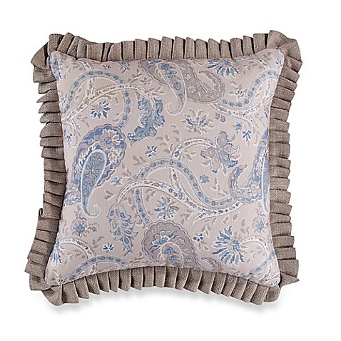 Buy Sherry Kline Serenity Pleated Ruffle Square Throw Pillow in Beige/Blue from Bed Bath & Beyond