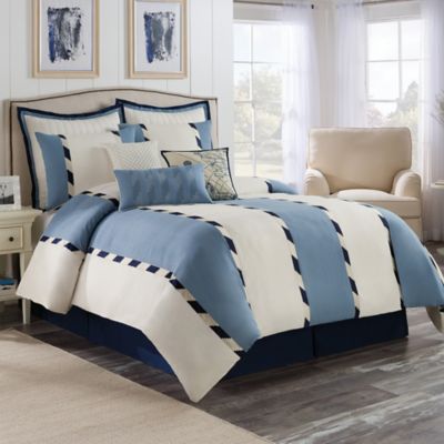 Bridge Street Chatham Comforter Set in Blue/White - Bed Bath & Beyond