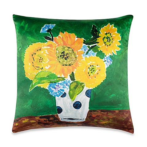 kate spade new york Sunflower Vase Throw Pillow in Yellow/Green - Bed Bath & Beyond
