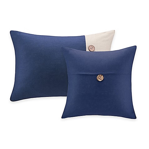 Madison Park Linen Square Throw Pillow with Wooden Button Collection - Bed Bath & Beyond