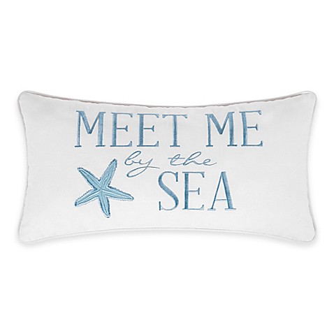 Natural Shells Meet Me Oblong Throw Pillow in Blue/White - Bed Bath & Beyond