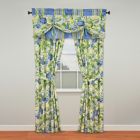 Waverly® Floral Flourish Window Curtain Panel Pair and Valance in Porcelain  Bed Bath  Beyond