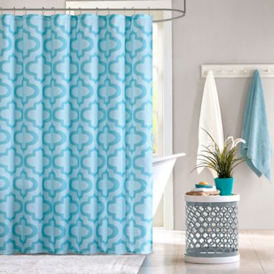 Intelligent Design Pilar Shower Curtain in Aqua  Bed Bath  Beyond
