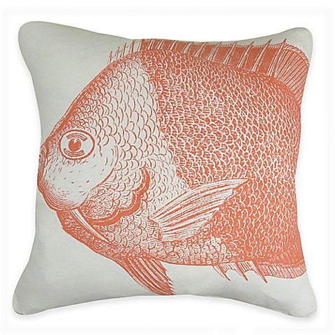 Buy Park B. Smith The Vintage House Fish Square Throw Pillow in Coral/White from Bed Bath & Beyond