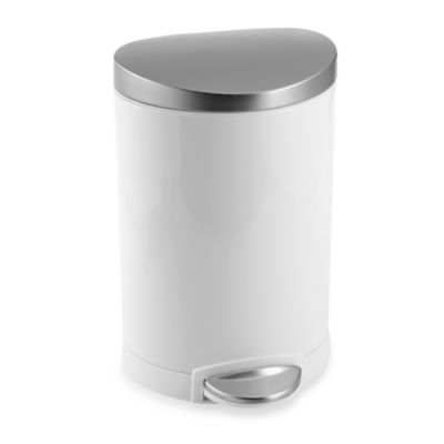 simplehuman Brushed Stainless Steel Fingerprint-Proof 6-Liter Semi ... - simplehuman Brushed Stainless Steel Fingerprint-Proof 6-Liter Semi-Round  Step Wastebasket in