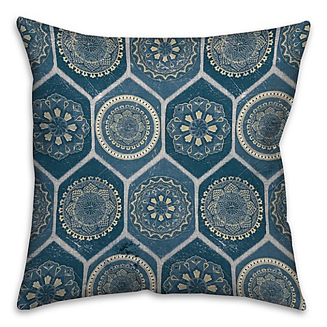 The Vintage House Exotic Emblems Square Throw Pillow in Blue - Bed Bath & Beyond