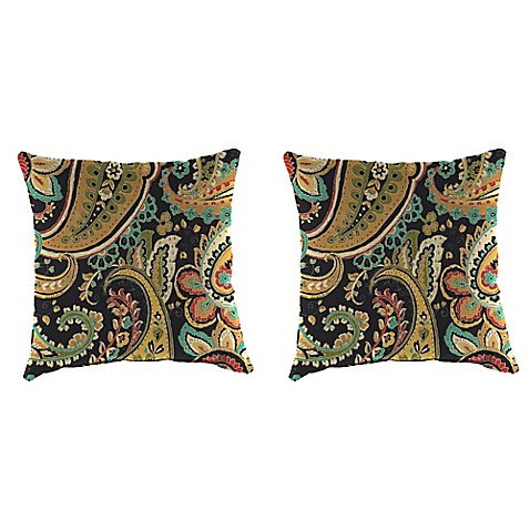 Outdoor 18-Inch Square Throw Pillow in Hadia Noir (Set of 2) - Bed Bath & Beyond