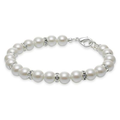 Carolee New York Nancy Crystal Rondelles and White Pearl Bracelet - Bed