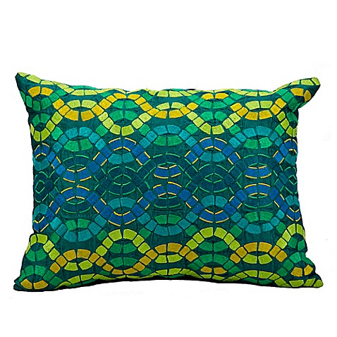 Buy Mina Victory Fantasia Interlock Tiles Oblong Throw Pillow in Blue/Green from Bed Bath & Beyond
