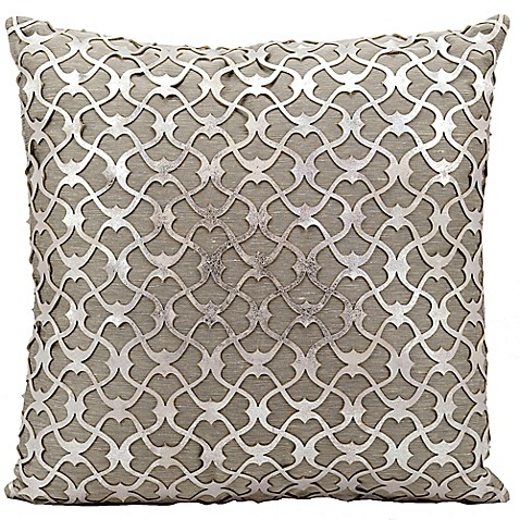 Buy Mina Victory Couture Romantic Laser Cut 20-Inch Square Throw Pillow in Silver from Bed Bath ...