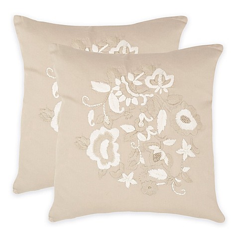 Buy Safavieh April 18-Inch Square Throw Pillows in Beige (Set of 2) from Bed Bath & Beyond