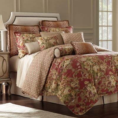 Rose Tree Durham Reversible Comforter Set in Coral - Bed 