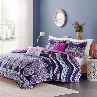 intelligent design adley comforter set purpl