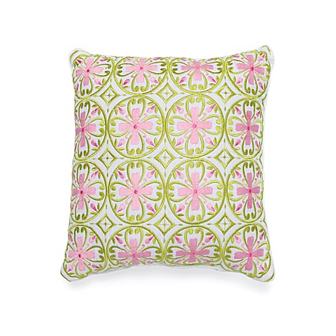 Buy Dena Home Capri 12-Inch Square Throw Pillow in White/Pink from Bed Bath & Beyond