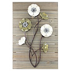 image of Janele Wall Art Plank Flowers