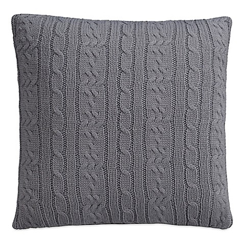 IZOD Cable Knit Quiet Shade Square Throw Pillow in Grey - Bed Bath & Beyond