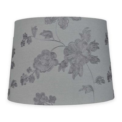 Mix & Match Medium 14-Inch Embroidered Floral Lamp Shade in Grey - Bed ...