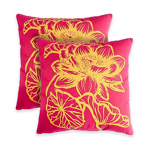Fleur 18-Inch Square Throw Pillow in Pink (Set of 2) - Bed Bath & Beyond