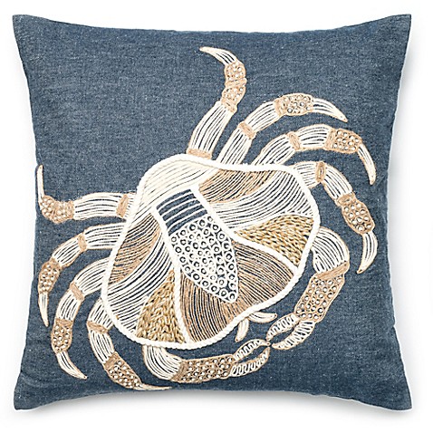 Denim Crab Square Down Throw Pillow in Blue/Ivory - Bed Bath & Beyond