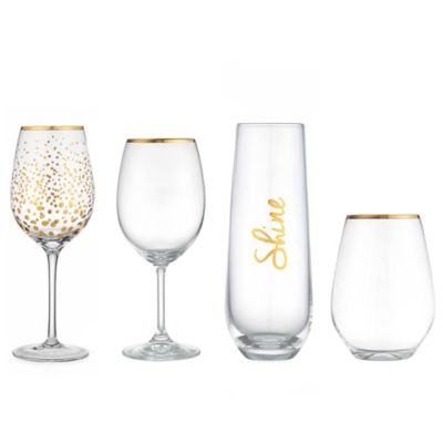 Home Essentials & Beyond Cellini Stemware Collection in Gold - Bed Bath