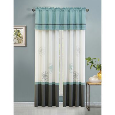 Terra Floral Valance in Blue/Grey - Bed Bath & Beyond