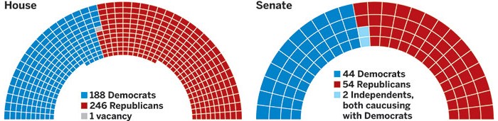 Arch graph of 114th Congress House and one of Senate.