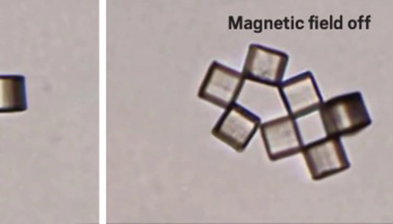 Magnetic fields cause microcubes to respond like mini robots